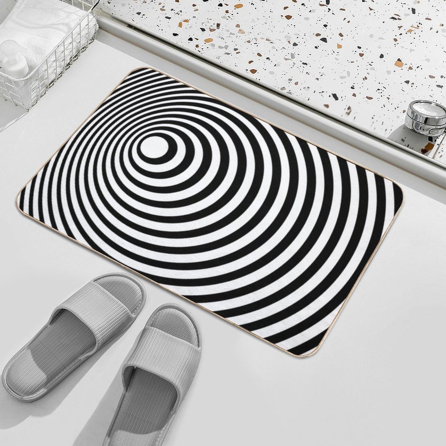 Twilight Zone Tunnel (black on White)  Toxin-Free Bath Mat