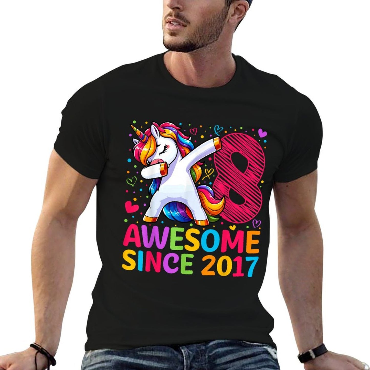8 Year Old Unicorn Dabbing 8th Birthday Girl Party  Soft T-Shirt