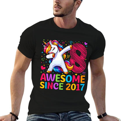 8 Year Old Unicorn Dabbing 8th Birthday Girl Party  Soft T-Shirt