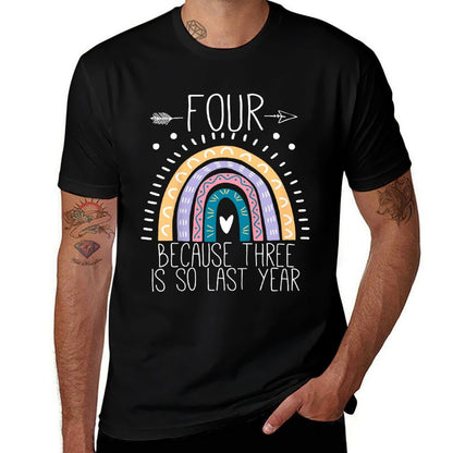 Kids Four Because Three Is So Last Year 4 Birthday Gifts Rainbow  Lightweight T-Shirt