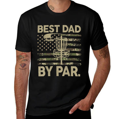 Disc Golf Frisbee Funny Best Dad Par Camo US Flag Golfer  Eco-friendly Material T-Shirt