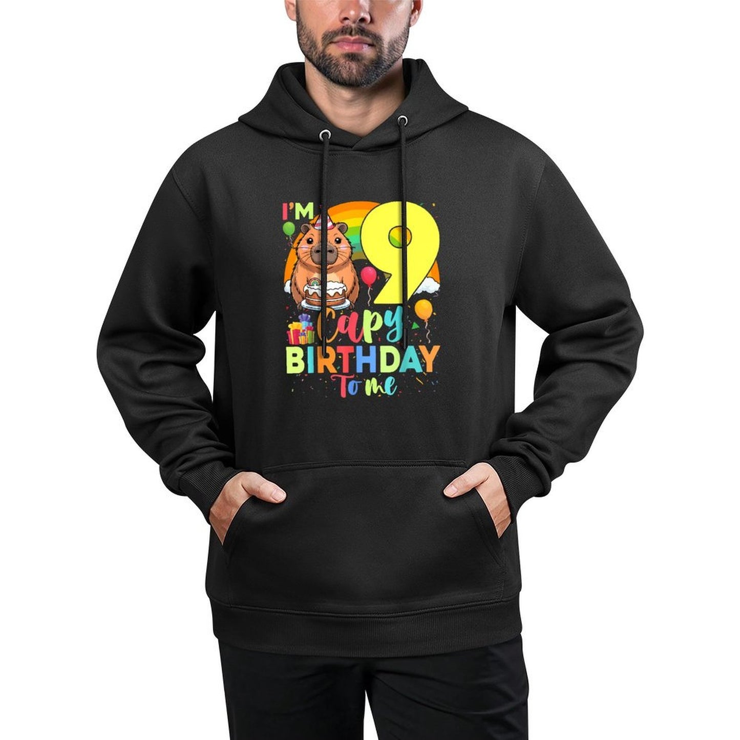 Im 9 Year Old Capy Happy Birthday To Me 9th Bday Capybara Versatile Streetwear Hoodie