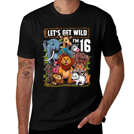 16 Year Old Zoo Birthday Safari Jungle Animals 16th Birthday  Trendy Pattern T-Shirt