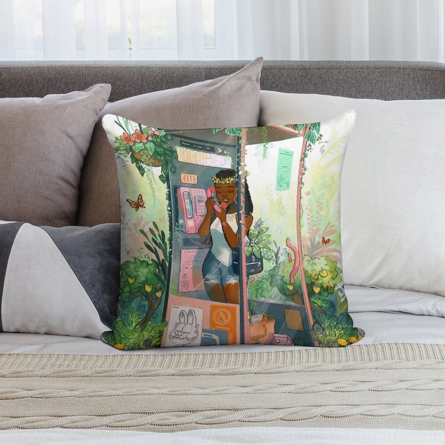 Phone Booth Soft Ultra-Soft Texture Throw Pillow