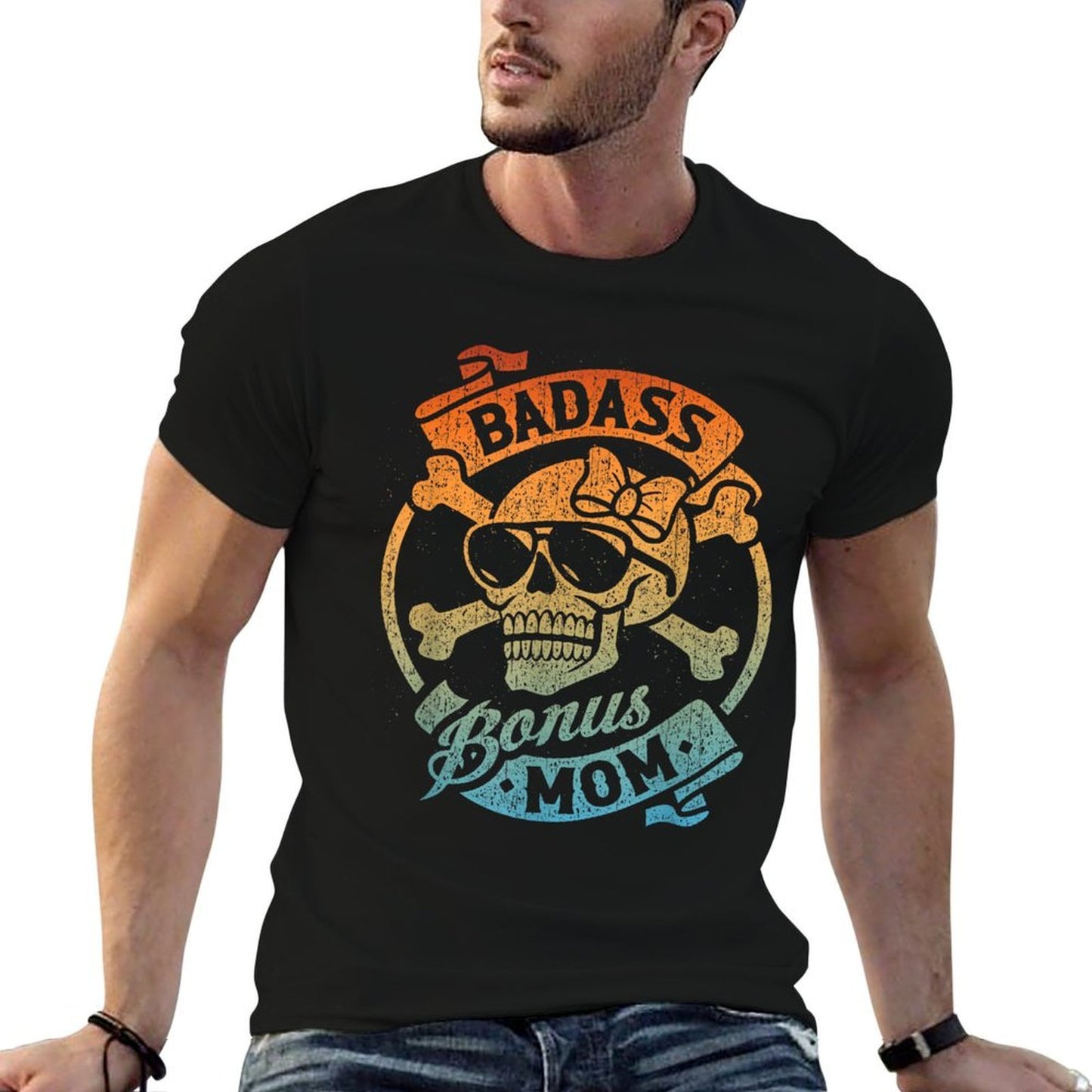 Badass Bonus Mom, Stepmom Stepmother Mother&#39;s Day  Heathered Texture T-Shirt