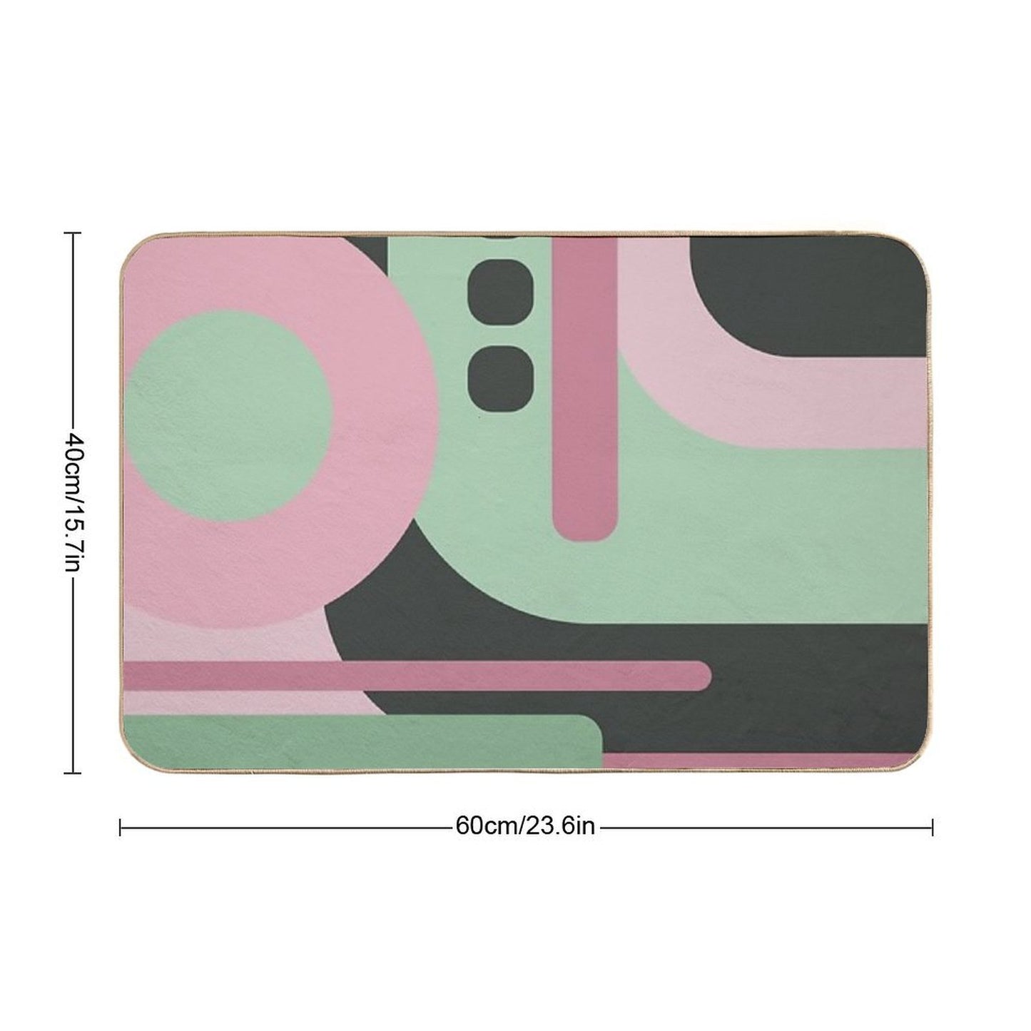 Art Deco Composition Pink And Green #2  Stain-Proof Bath Mat