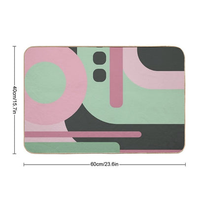 Art Deco Composition Pink And Green #2  Stain-Proof Bath Mat