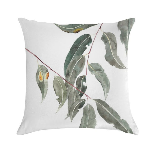 Gum Leaves Watercolour Australian Native Soft Anti-Pilling Throw Pillow