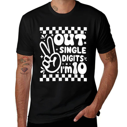 Funny Peace Out Single Digits I'm 10 Year Old 10th Birthday  Quick-drying T-Shirt