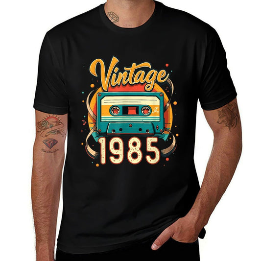 40th Birthday Gifts for Men Women Born in 1985 Retro Vintage  Rolled Sleeves T-Shirt