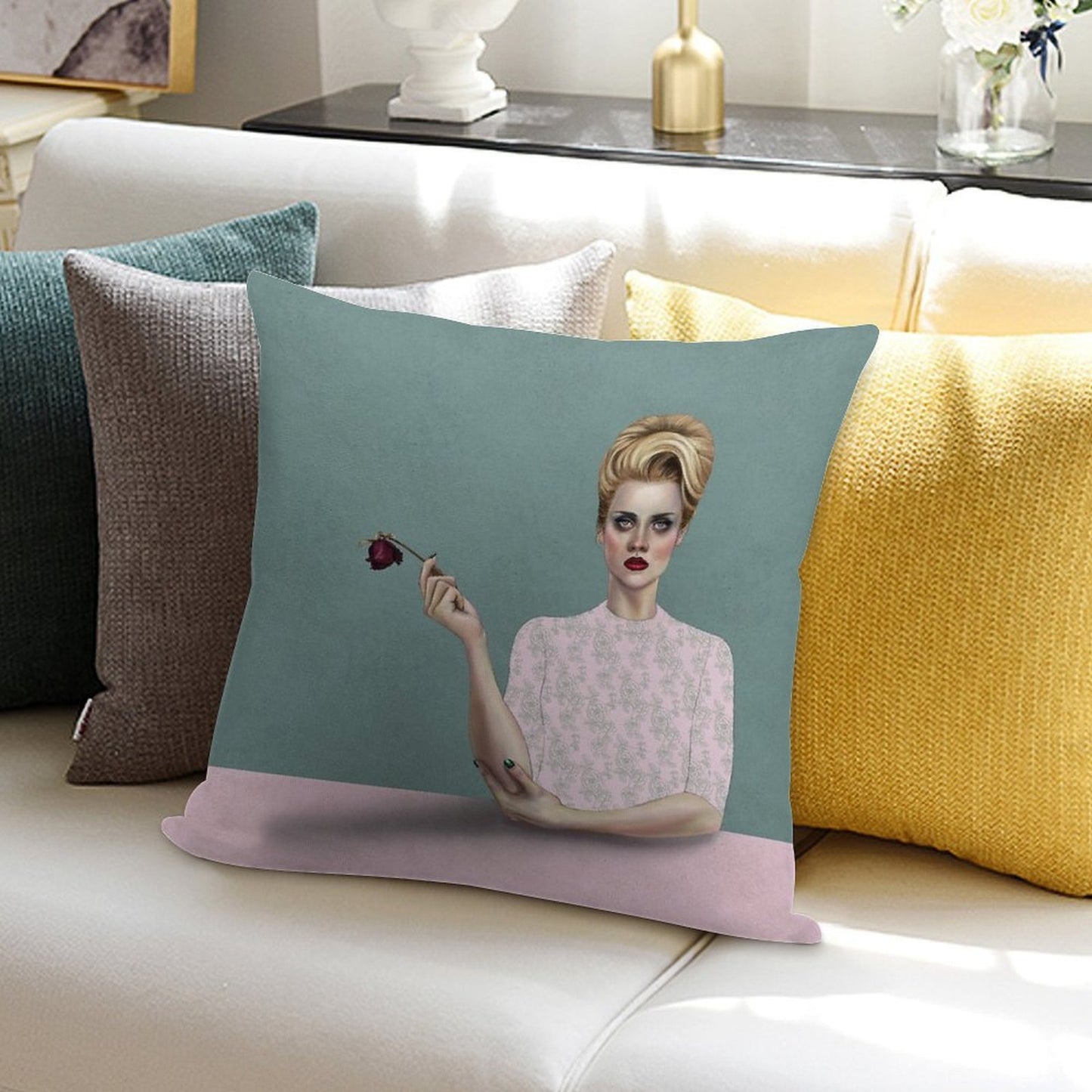 Rose Soft Ultra-Soft Texture Throw Pillow