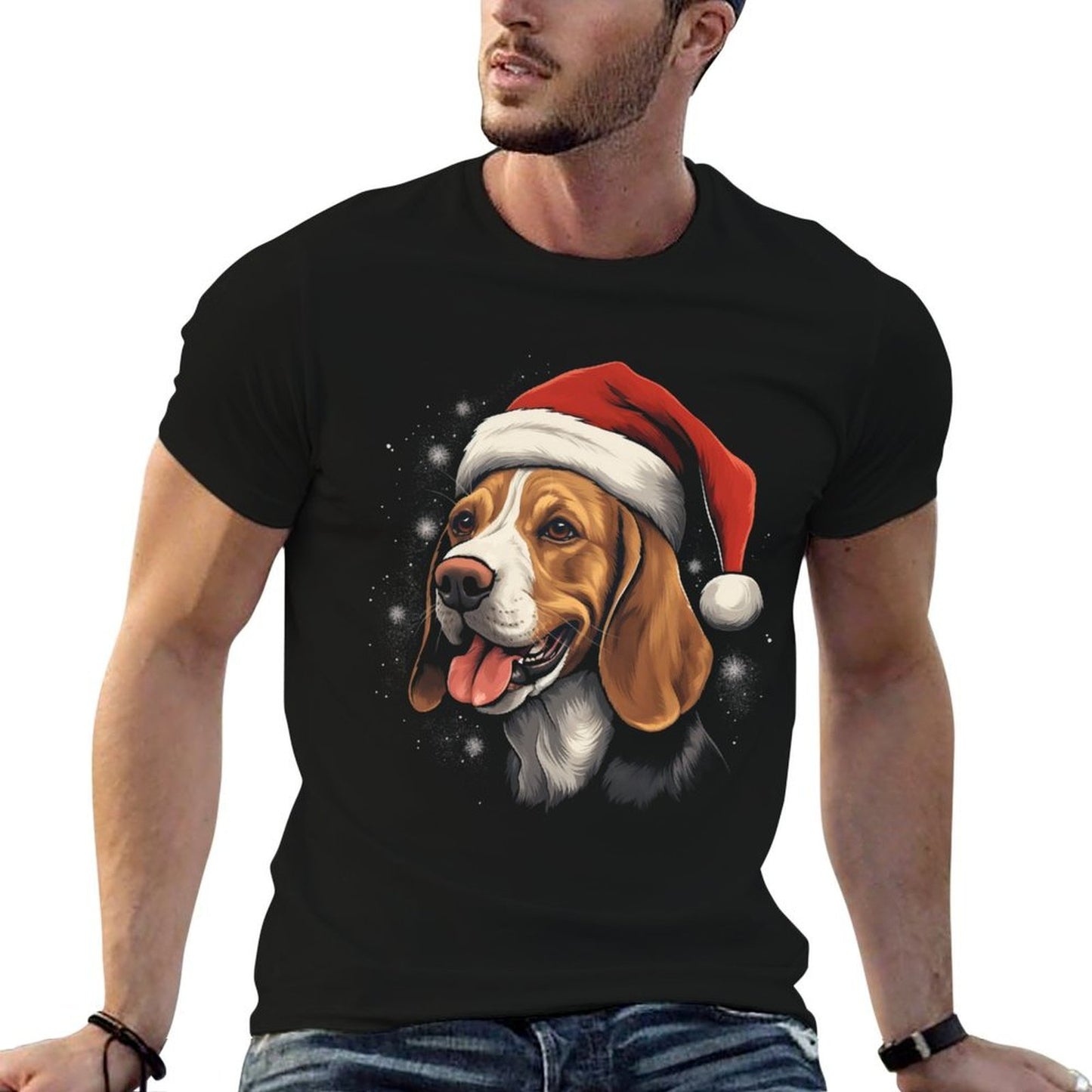 Beagle Dog - Christmas Funny Santa Holiday Men Women  Slim-fit Cut T-Shirt