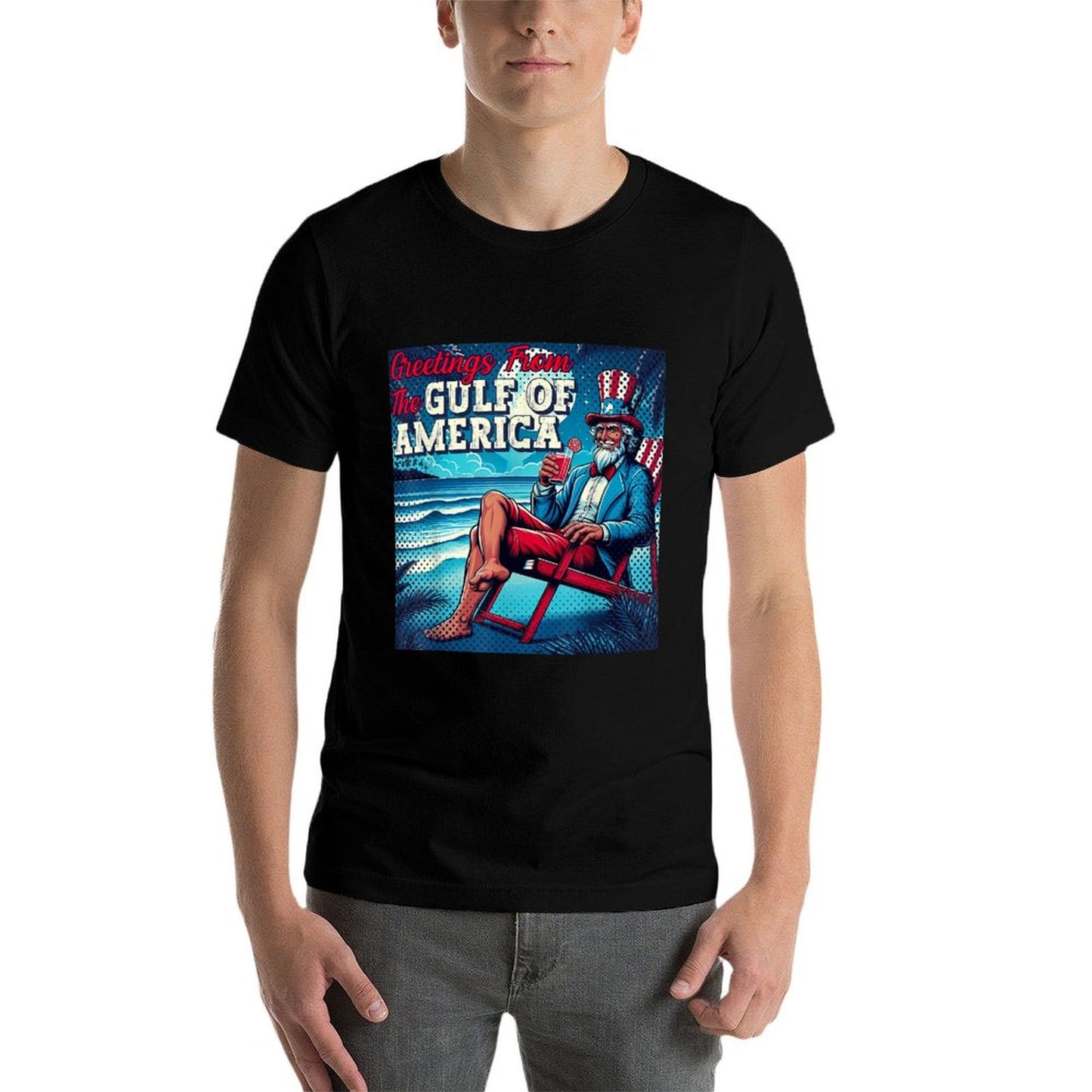 Trump Greeting From The Gulf Beach Of America Patriotic Cute Cotton T-Shirt