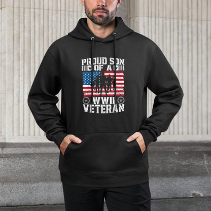 Proud Son Of A WWII Veteran Veterans, Patriotic Veteran Machine Washable Hoodie