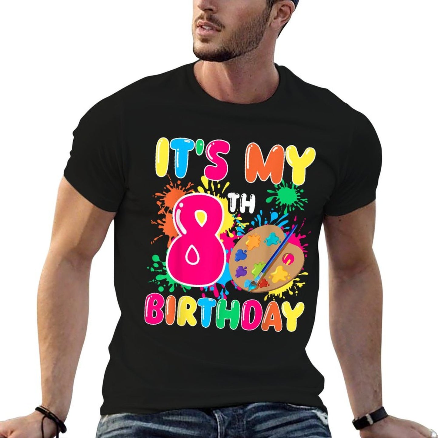 It's My 8th Birthday Painting Art 8 Year Old Bday Artist  Moisture-wicking T-Shirt