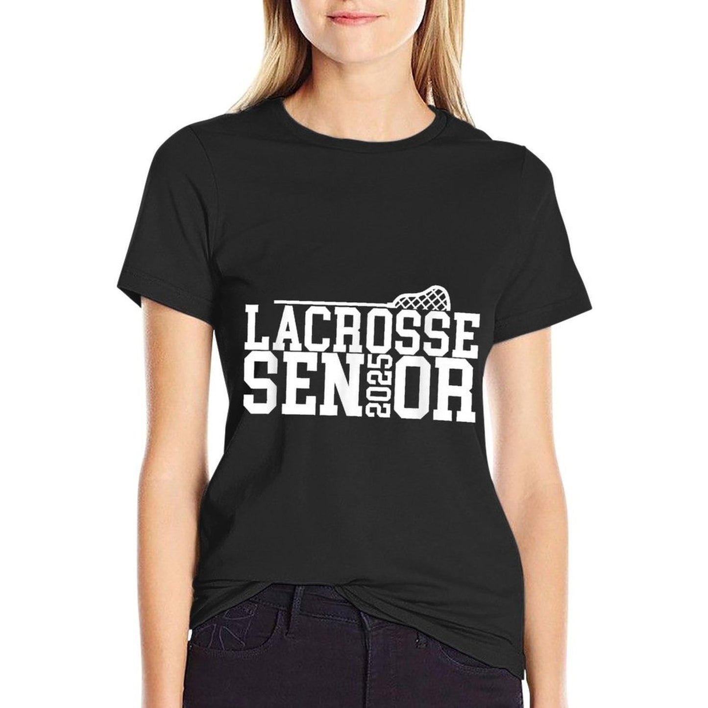 Class of 2025 Lacrosse Senior Night  Ribbed Collar T-Shirt