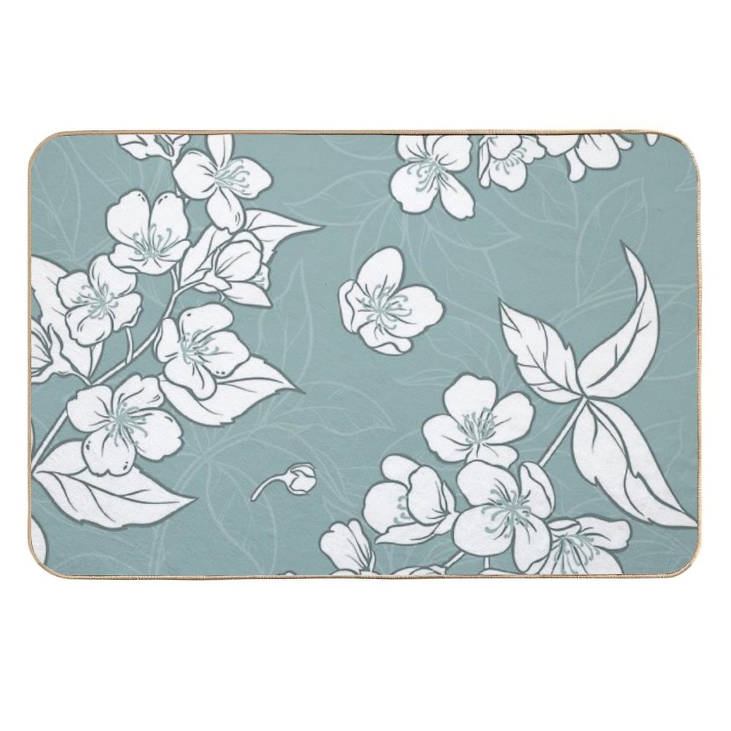 Jasmine Flowers Seamless Pattern  Easy Maintenance Bath Mat