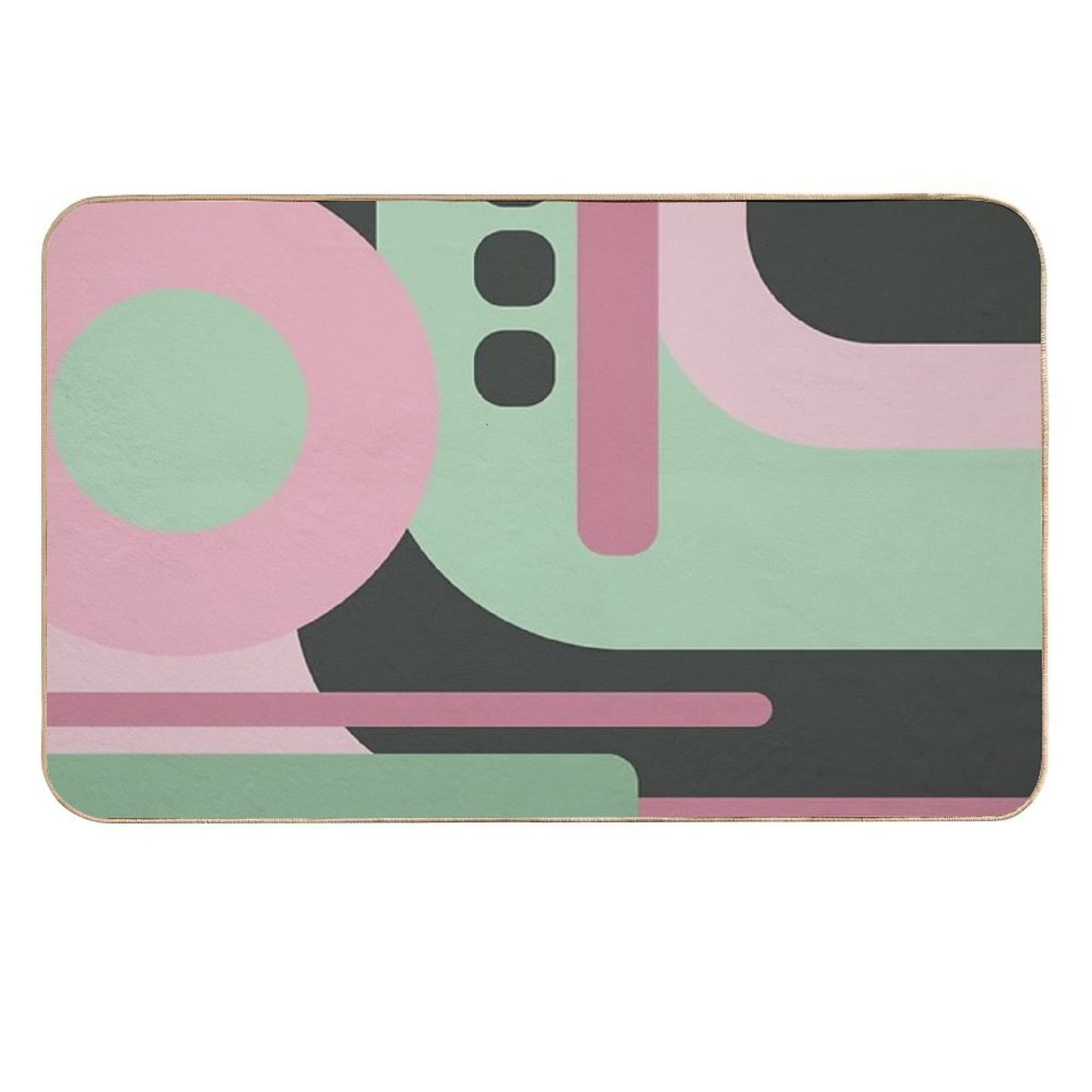 Art Deco Composition Pink And Green #2  Stain-Proof Bath Mat