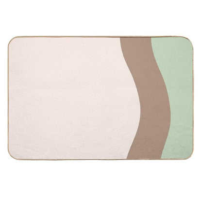 Minimalist Abstract Color Blocks in Green, Beige And Brown  Slip-Resistant Bath Mat