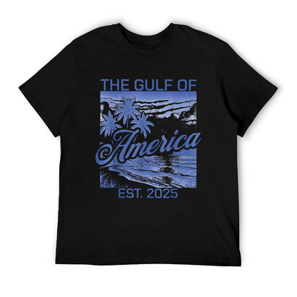Retro Gulf Of USA America Est 2025 American Flag Gulf Mexico Eco-friendly Material T-Shirt