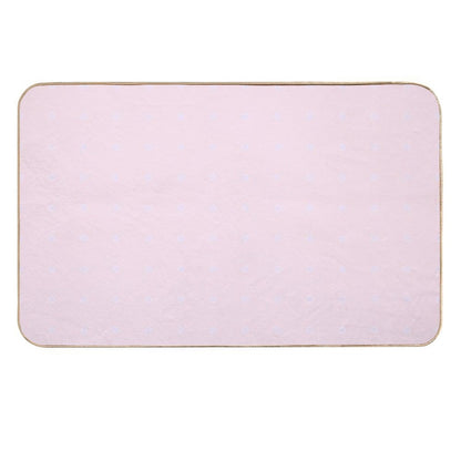 Spaced-Out Tiny Hexagons, Simple Geometric Print, Pale Purple on Pastel Pink  Rapid-Drying Bath Mat