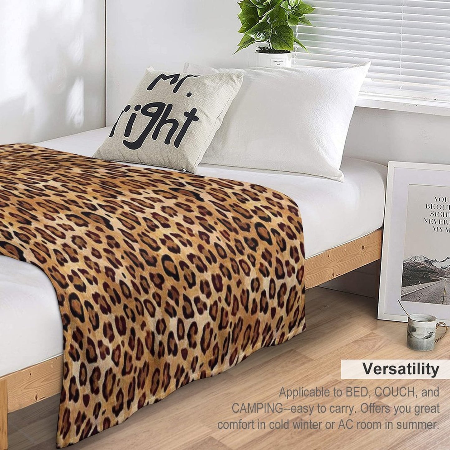 Rustic Texture Leopard Print Sustainable Throw Blanket