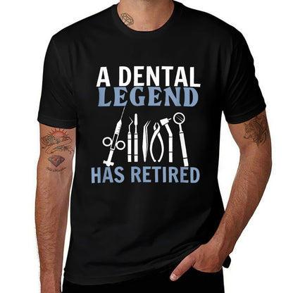 A Dental Legend Has Retired Funny Dentist Retirement Gift  Ribbed Collar T-Shirt