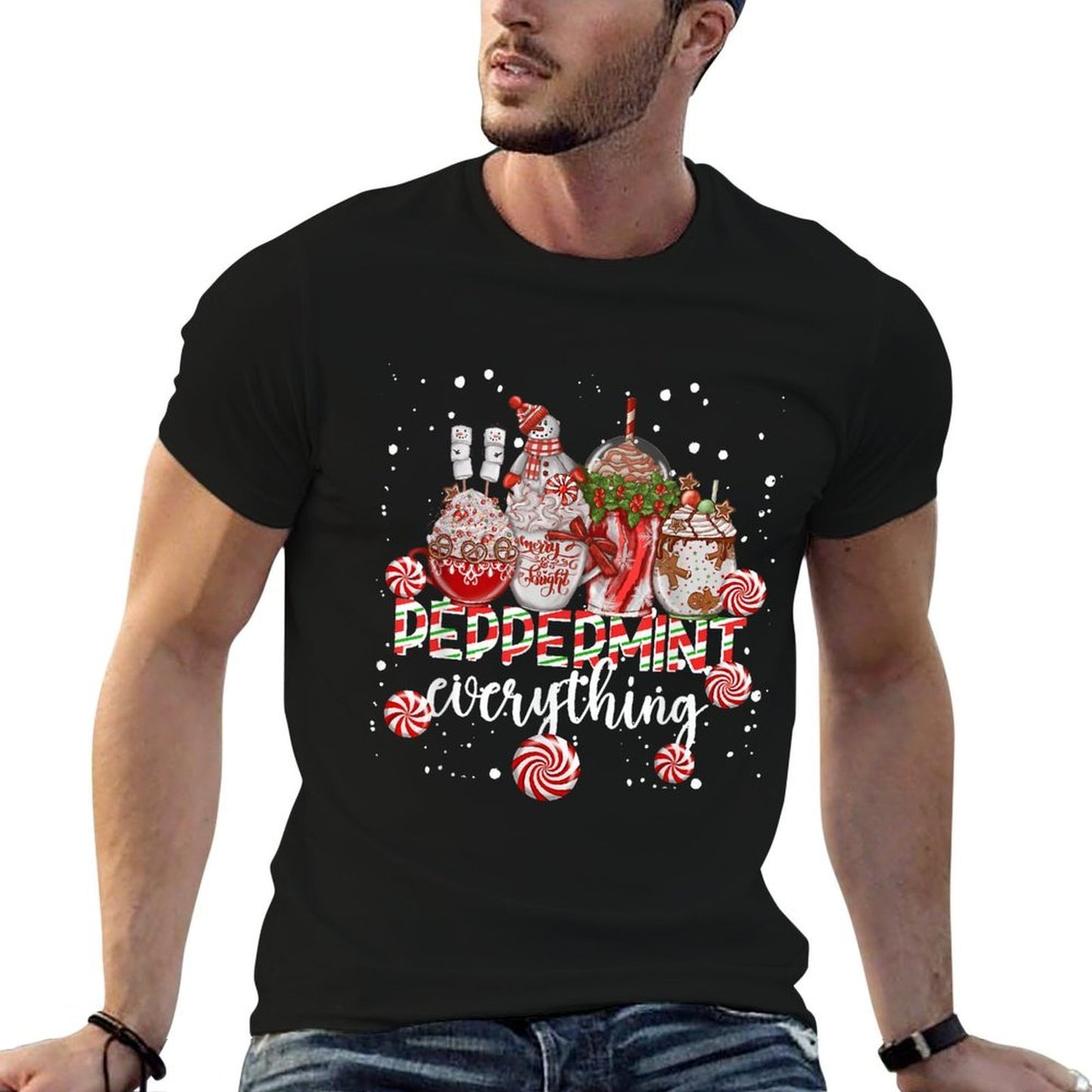 Christmas Peppermint Everything Coffee Chocolate Mocha Xmas  Heathered Texture T-Shirt