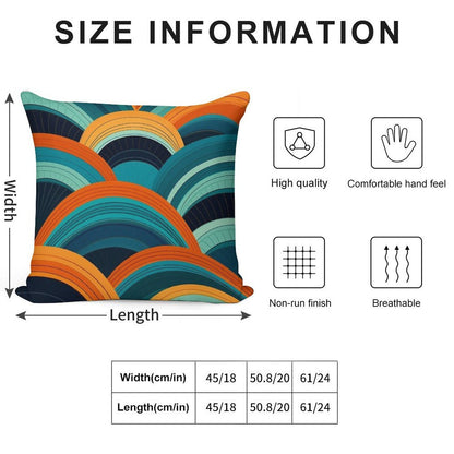 Mid-Century Dreamscape Teal And Orange Curved Lines Pattern Soft Multiple Sizes Throw Pillow