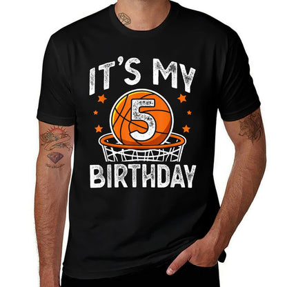 5 Years Old Kids Basketball Sport 5th Birthday Boy  Relaxed-fit T-Shirt