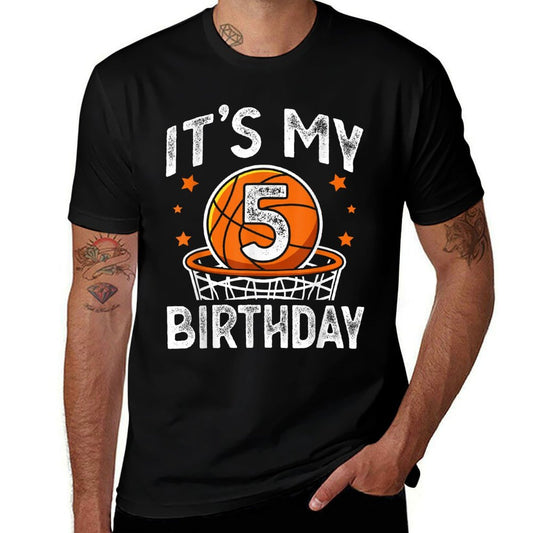5 Years Old Kids Basketball Sport 5th Birthday Boy  Relaxed-fit T-Shirt
