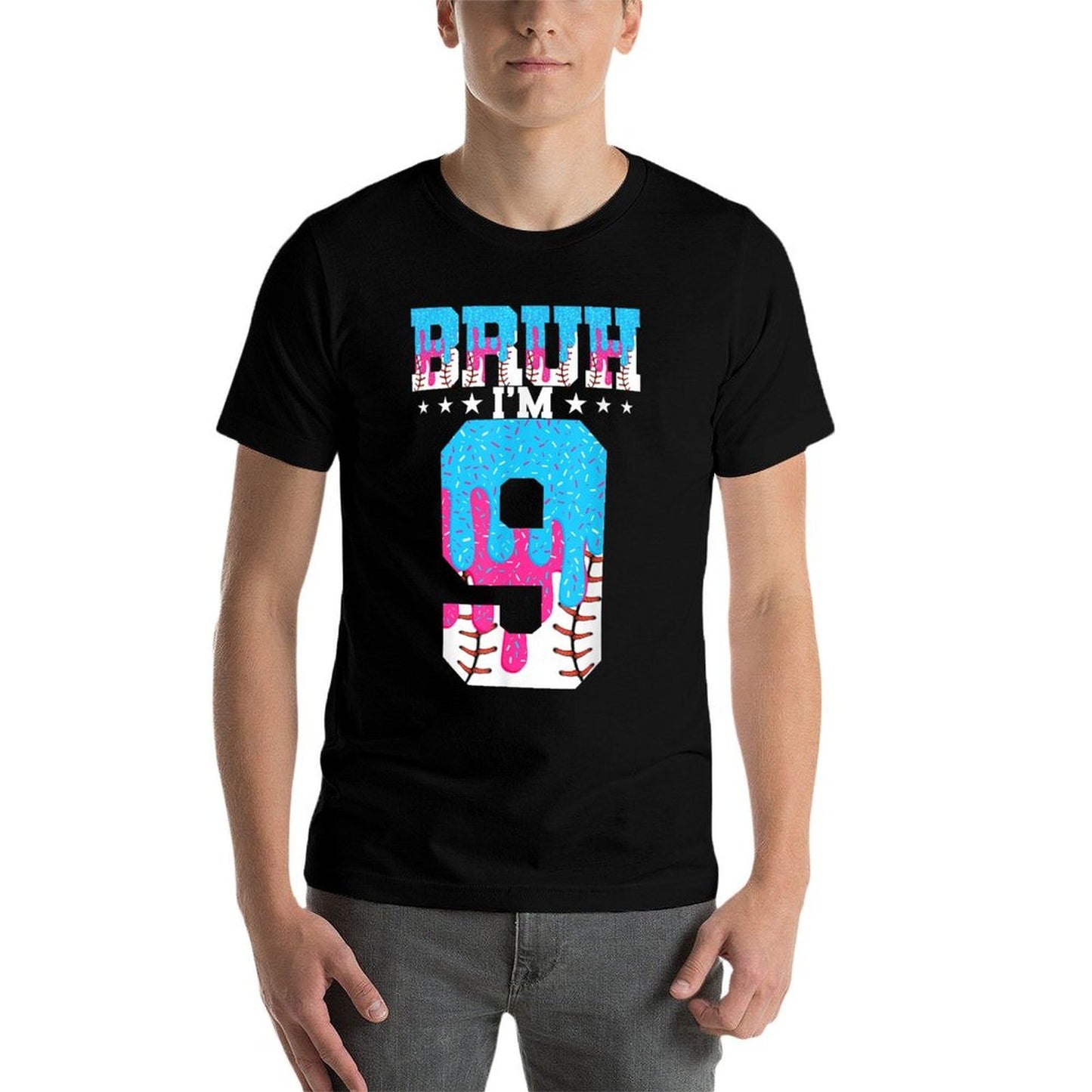 Bruh 9th Birthday Boy Baseball Ice Cream Drip 9 Year Old Boy  Vintage-inspired T-Shirt