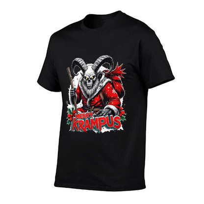 Merry Krampus Funny Creepy Christmas Horror  Rolled Sleeves T-Shirt