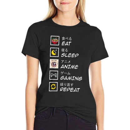 Eat Sleep Anime Gaming Repeat Gamern Boys Girls Kids  Breathable T-Shirt