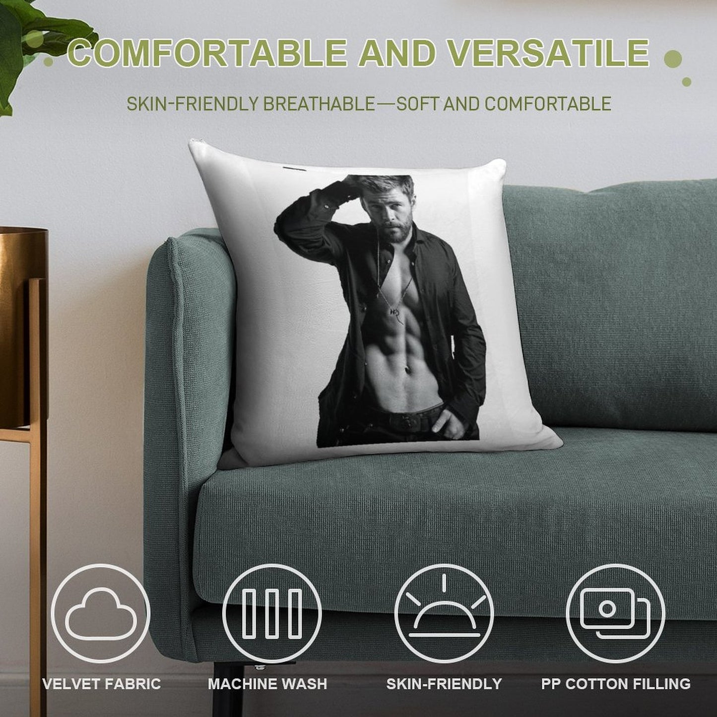 Chris Hemsworth Sexy Soft Bedroom Essential Throw Pillow