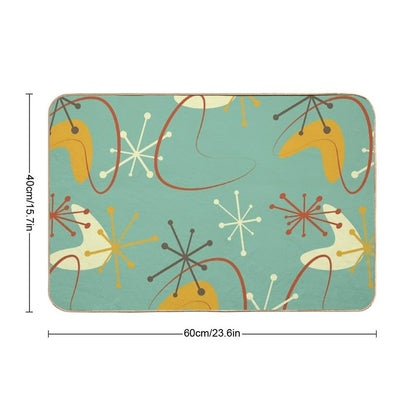 Vintage Retro 1950s Atomic Starburst Boomerangs  Green Harvest Gold Rust  Repositionable Bath Mat