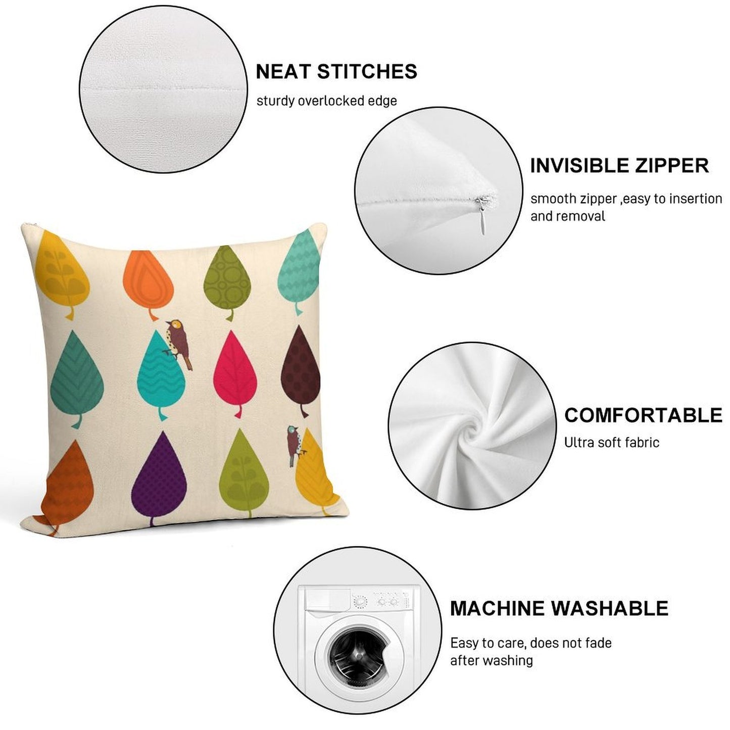 Leaves Soft Reinforced Edging Throw Pillow