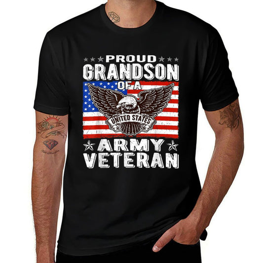Proud Grandson Of US Army Veteran Patriotic Military Family  Quick-drying T-Shirt