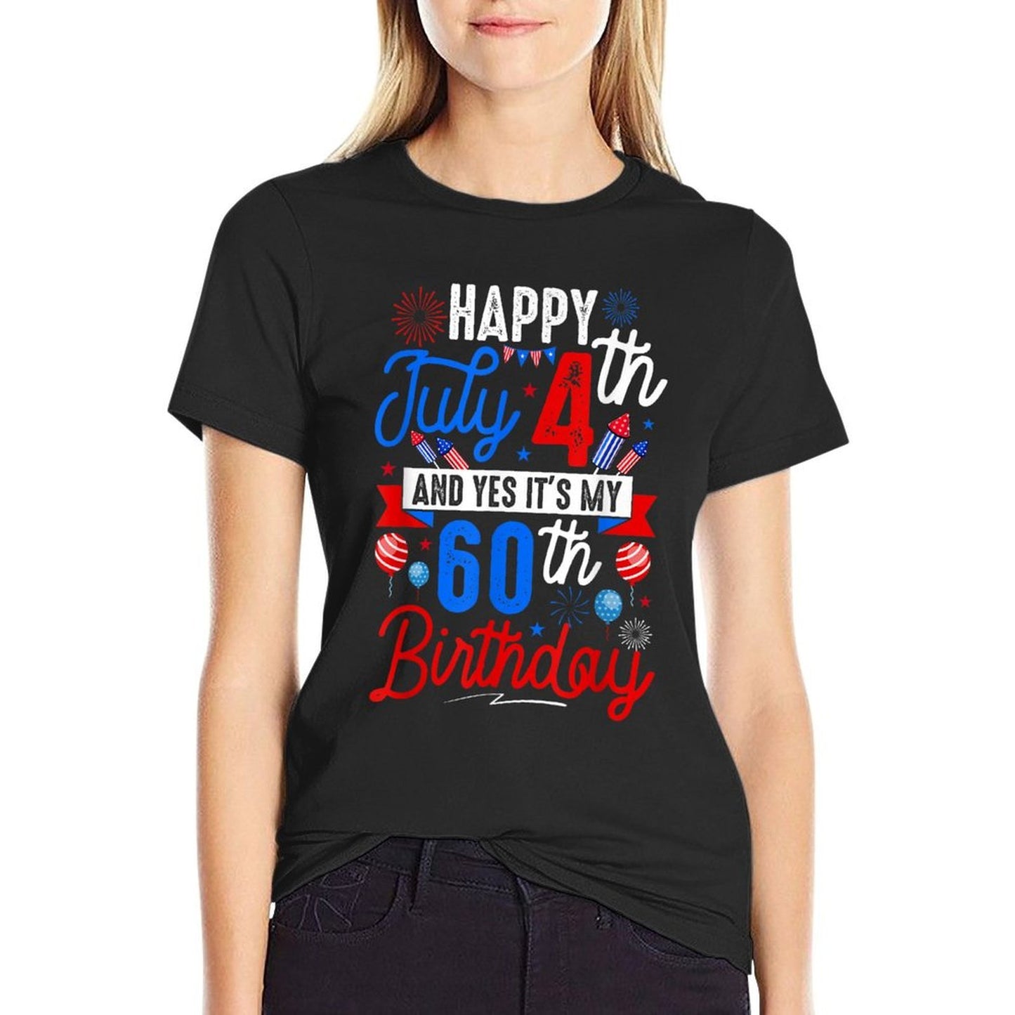Happy July 4th And My 60th Birthday Patriotic Funny Party  Vintage-inspired T-Shirt
