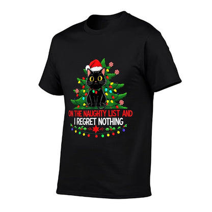 Funny Christmas Cat On The Naughty List I Regret Nothing  Summer-ready Fabric T-Shirt