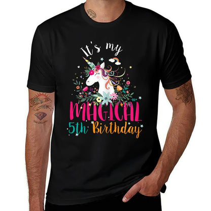 Its My 5th Birthday Unicorn Gifts 5 Years Old Birthday Girl  Fade-proof Color T-Shirt