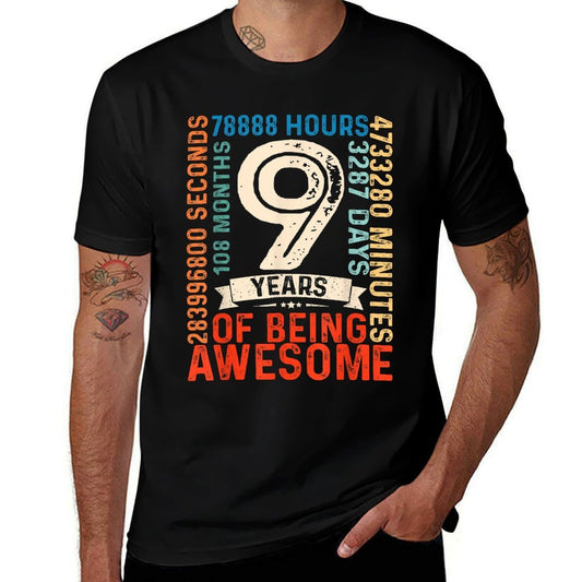 Nine 9yr Vintage 9th Birthday 9 Years Old Retro 108 Months  Classic T-Shirt