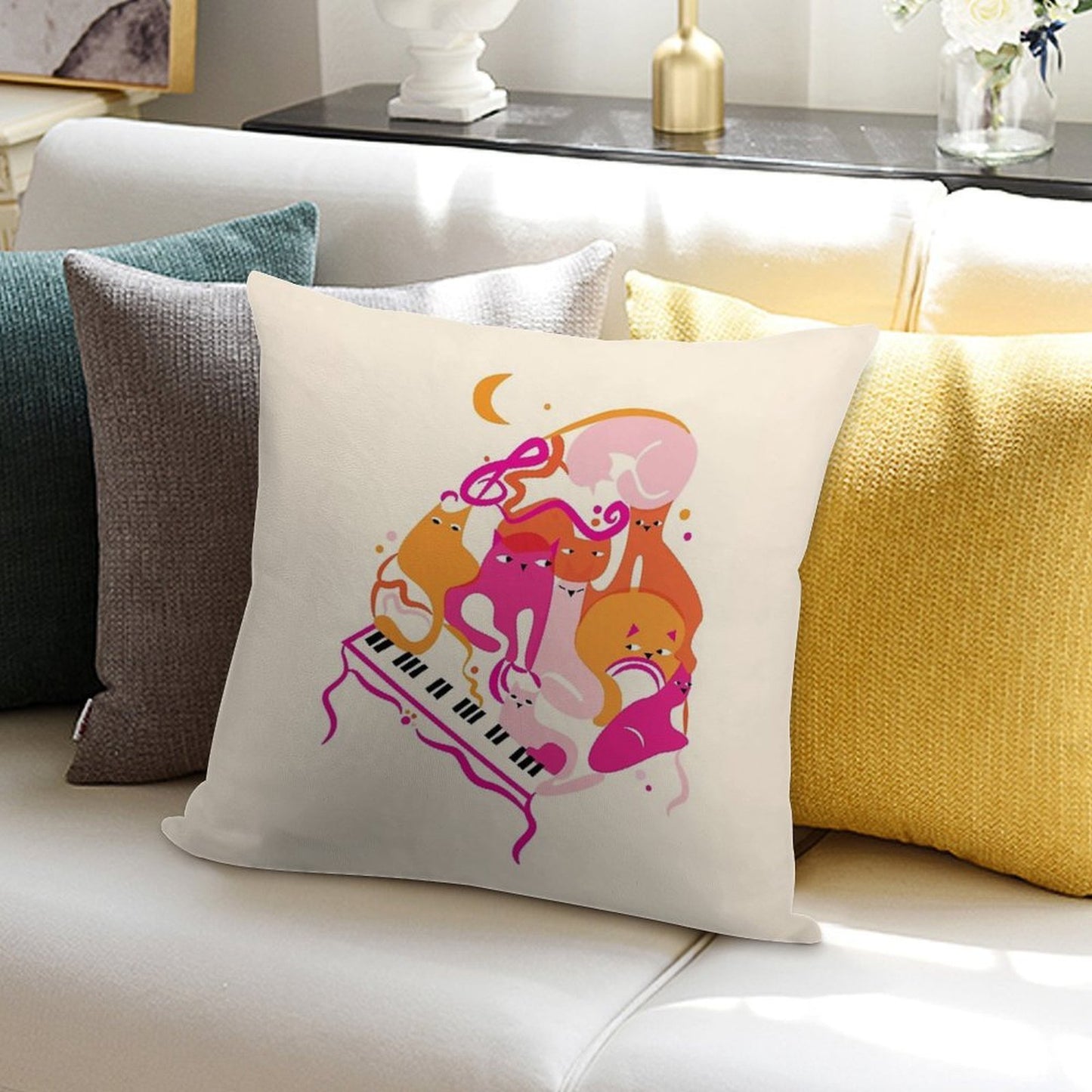 Jazz Cats Soft Anti-Pilling Throw Pillow