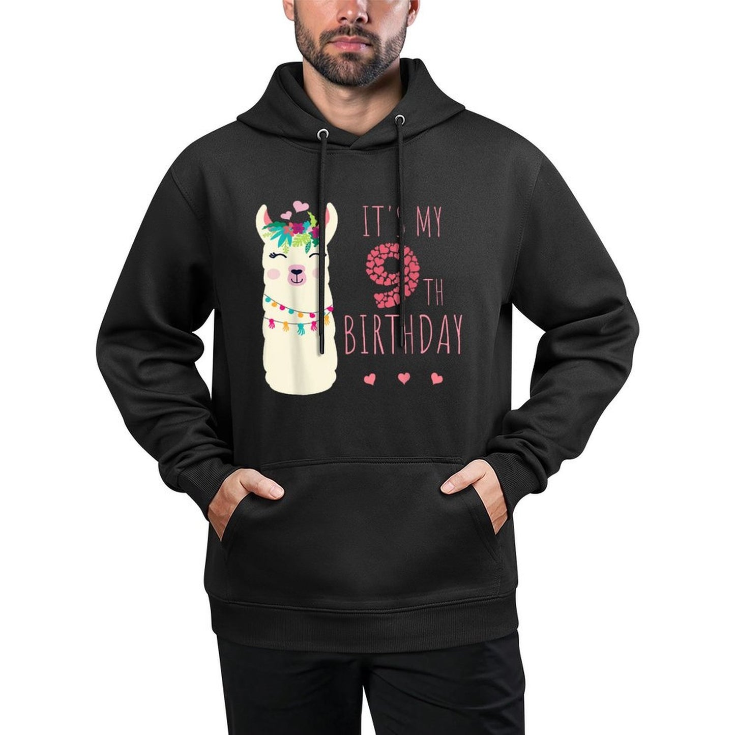 It's My 9th Birthday Nine Year Old Girl Birthday Cute Llama All-Day Comfort Hoodie