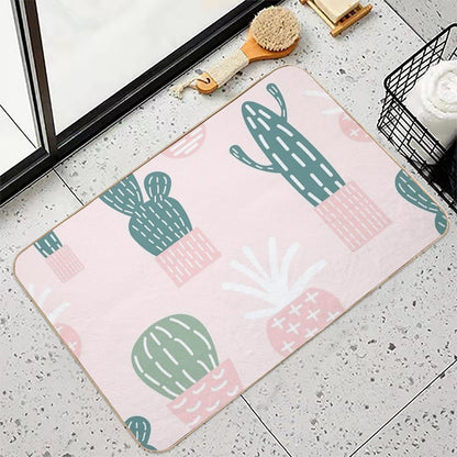 Cute Cacti on Pink Background  Absorbent Bath Mat