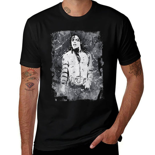 Michael Jackson Bad World Tour 1988 Black And White Splatter  Summer-ready Fabric T-Shirt
