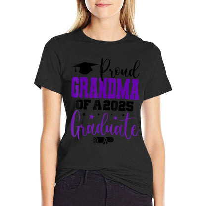 Graduation 2025 Grandma Of A Class Of 2025 Graduate  Ribbed Collar T-Shirt