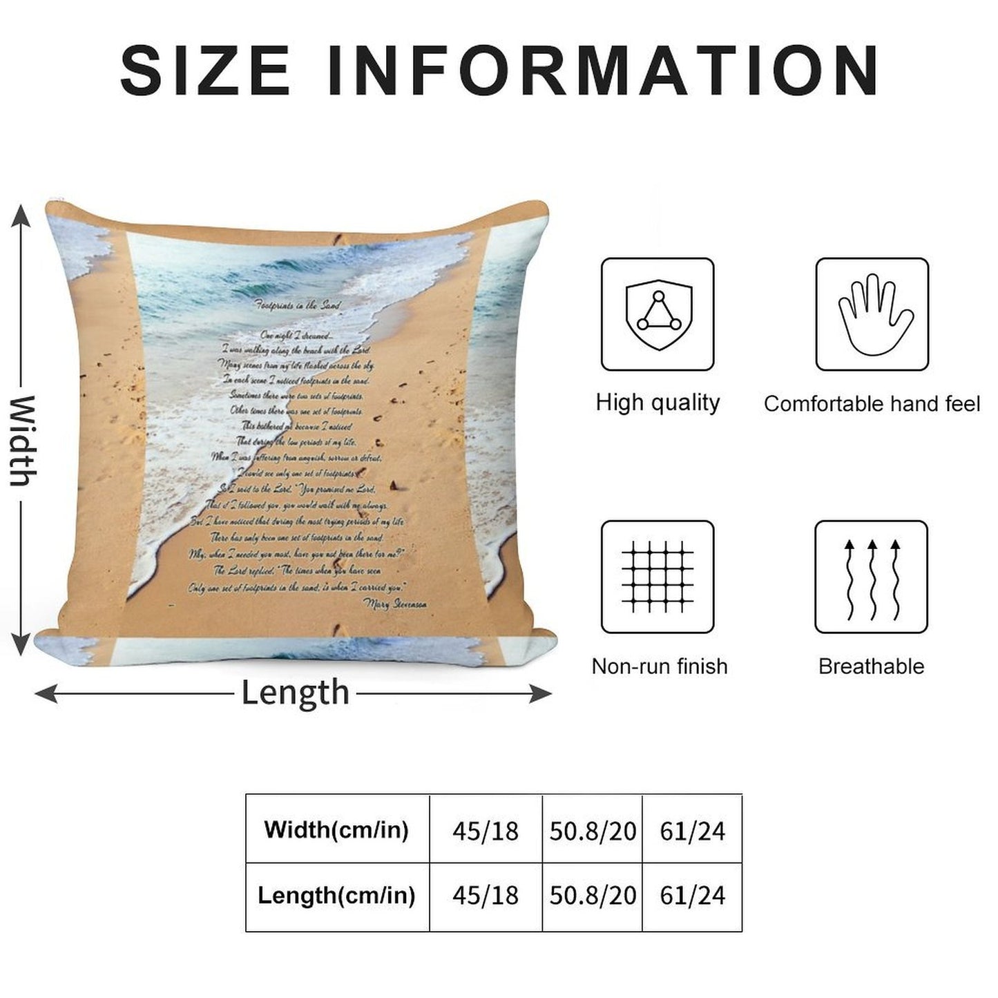 FootPrints in The Sand Soft Multiple Sizes Throw Pillow