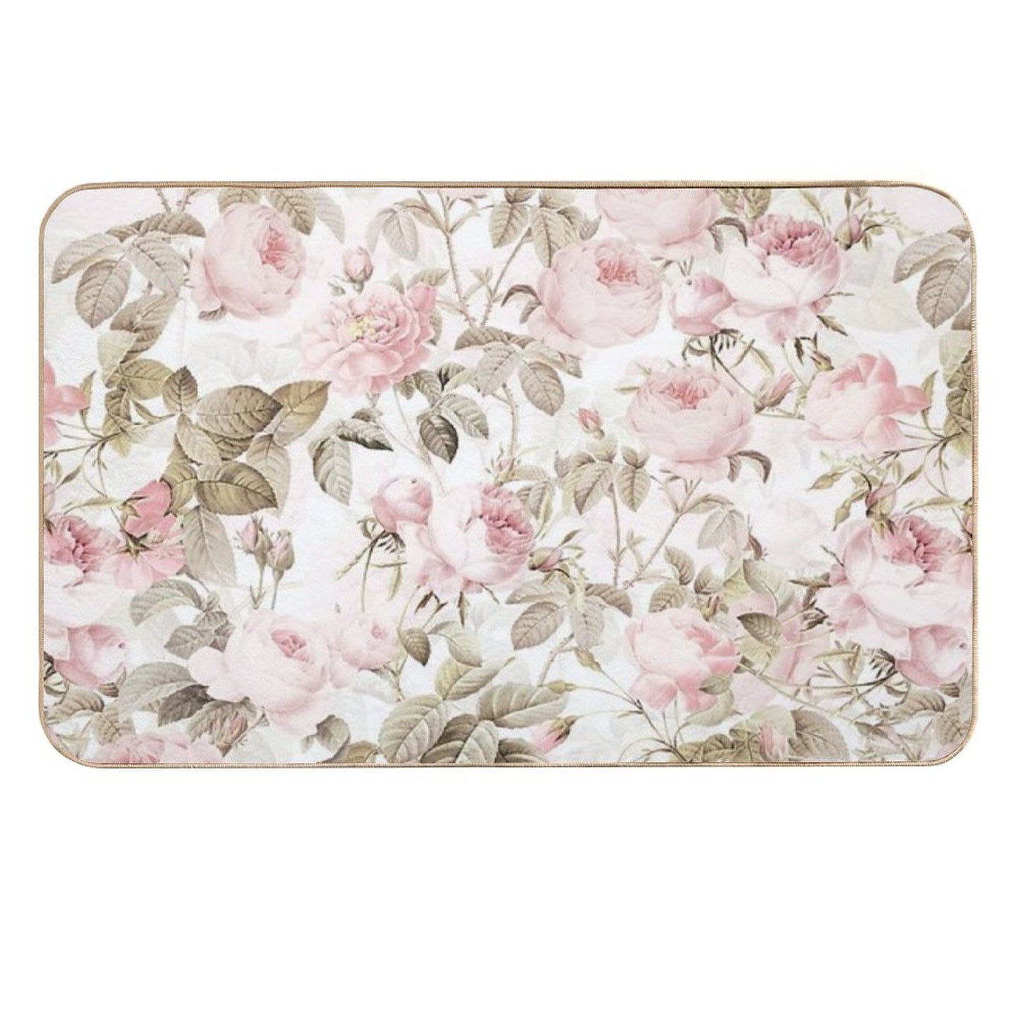 Sepia Old Vintage Roses Botanical Garden on Pink Pattern NightGarden  Toxin-Free Bath Mat