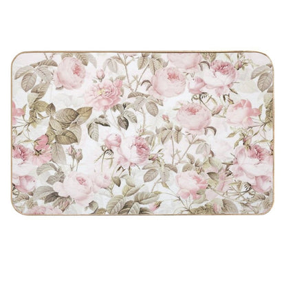 Sepia Old Vintage Roses Botanical Garden on Pink Pattern NightGarden  Toxin-Free Bath Mat